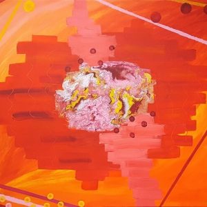 Visual art abstract original orange acrylic painting