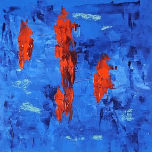 visual art original abstract blue and red oil painting
